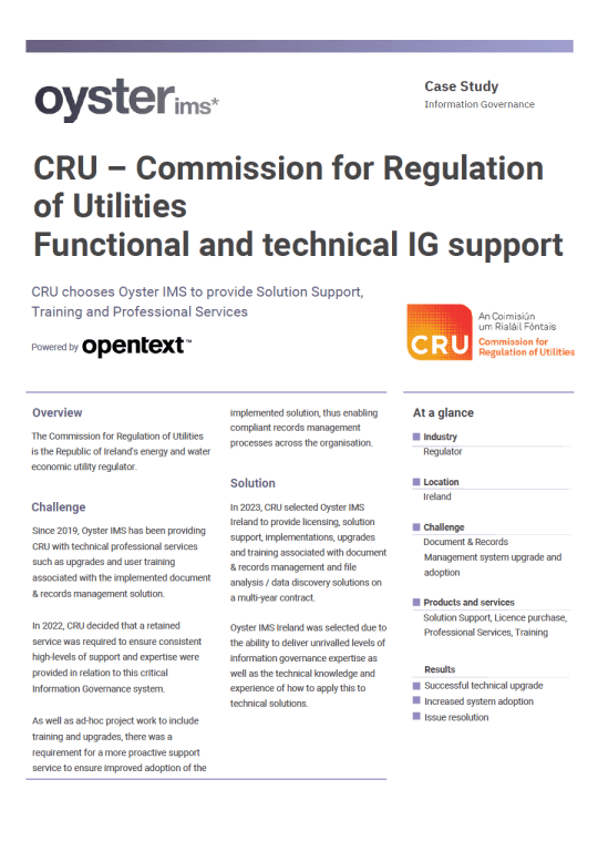 CRU Case study - Oyster IMS